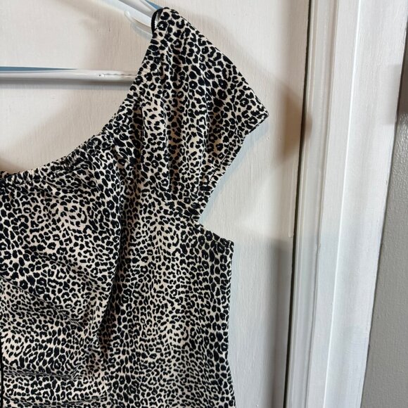 California Concepts leopard print cap sleeve mini dress.  Y2K retro. Size 14 - Picture 2 of 8